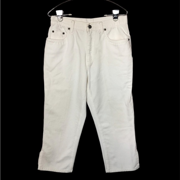 bill blass Pants - Bill Blass Women’s Denim Cropped 100% Cotton Soft White High Rise Split Hem